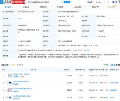 深圳中遠海運智慧供應(yīng)鏈公司成立，注冊資本10億元推動供應(yīng)鏈管理服務(wù)創(chuàng)新